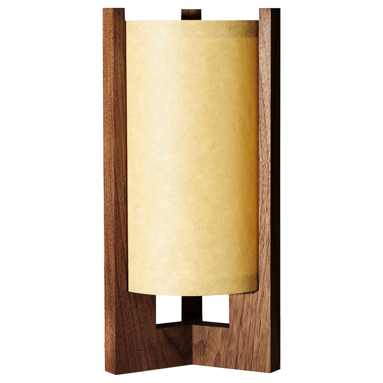 Japanese inspired mid-century Walnut Table Lamp For Sale