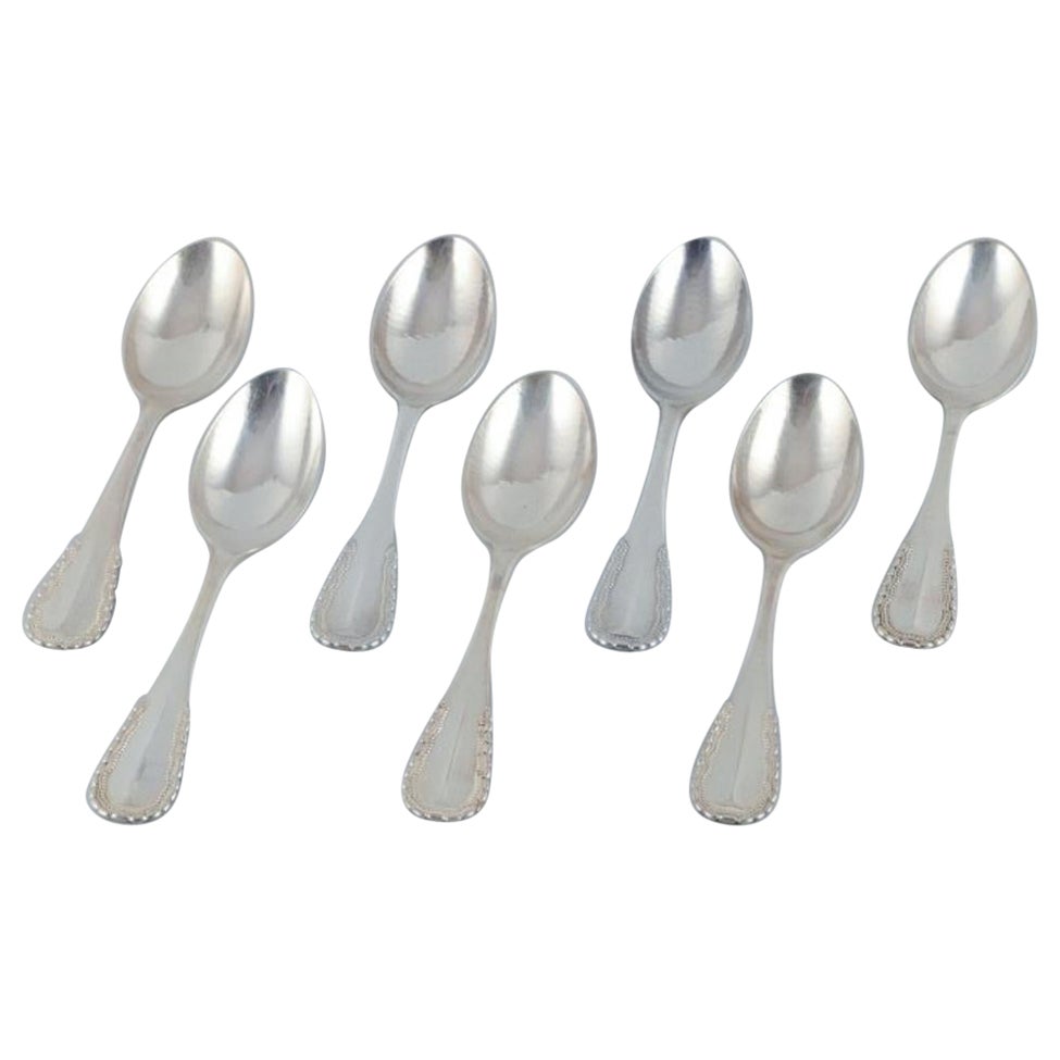 Georg Jensen, Viking, set of seven large dinner spoons in 830 silver. 