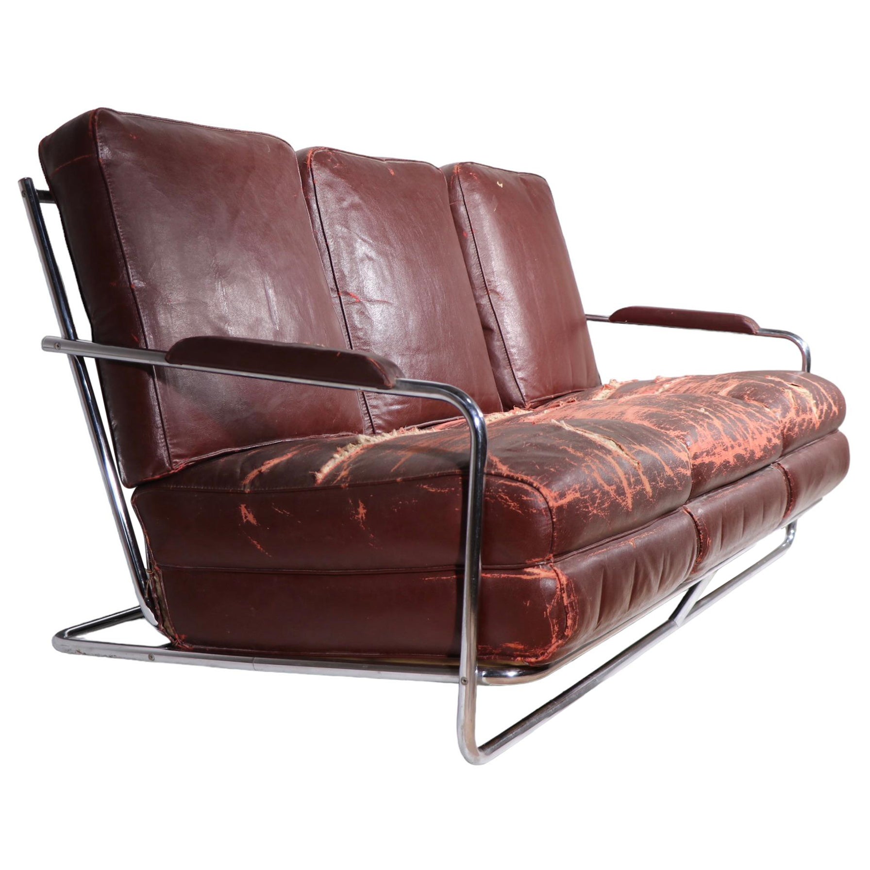 Art Deco Machine Age Sofa Entworfen von Gilbert Rohde für Troy Sunshade Company im Angebot
