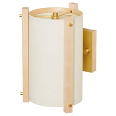 Japanese inspired mid-century Maple and Brass Sconce