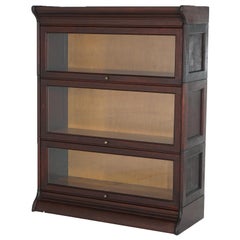 Antique Arts & Craft Mahogany Three Stack Barrister Bookcase C1920