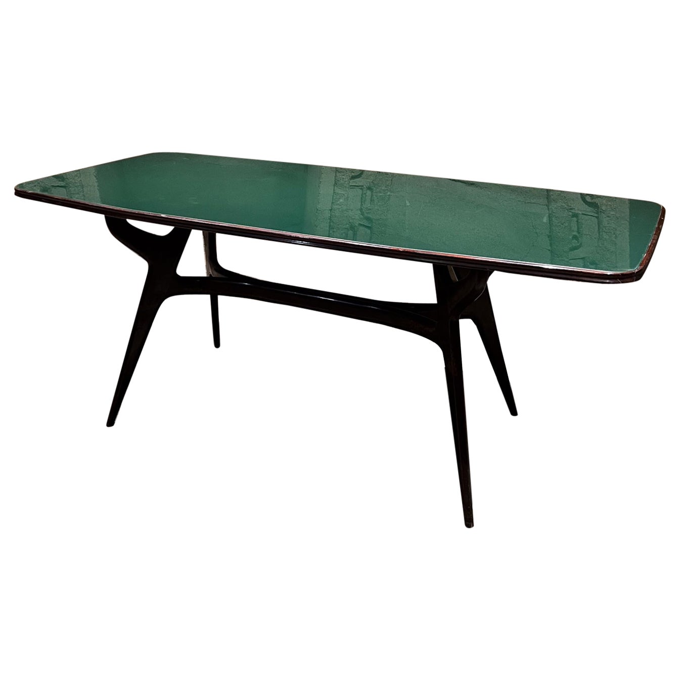 1950s Modernist Green Dining Table after Ico Parisi Italy For Sale