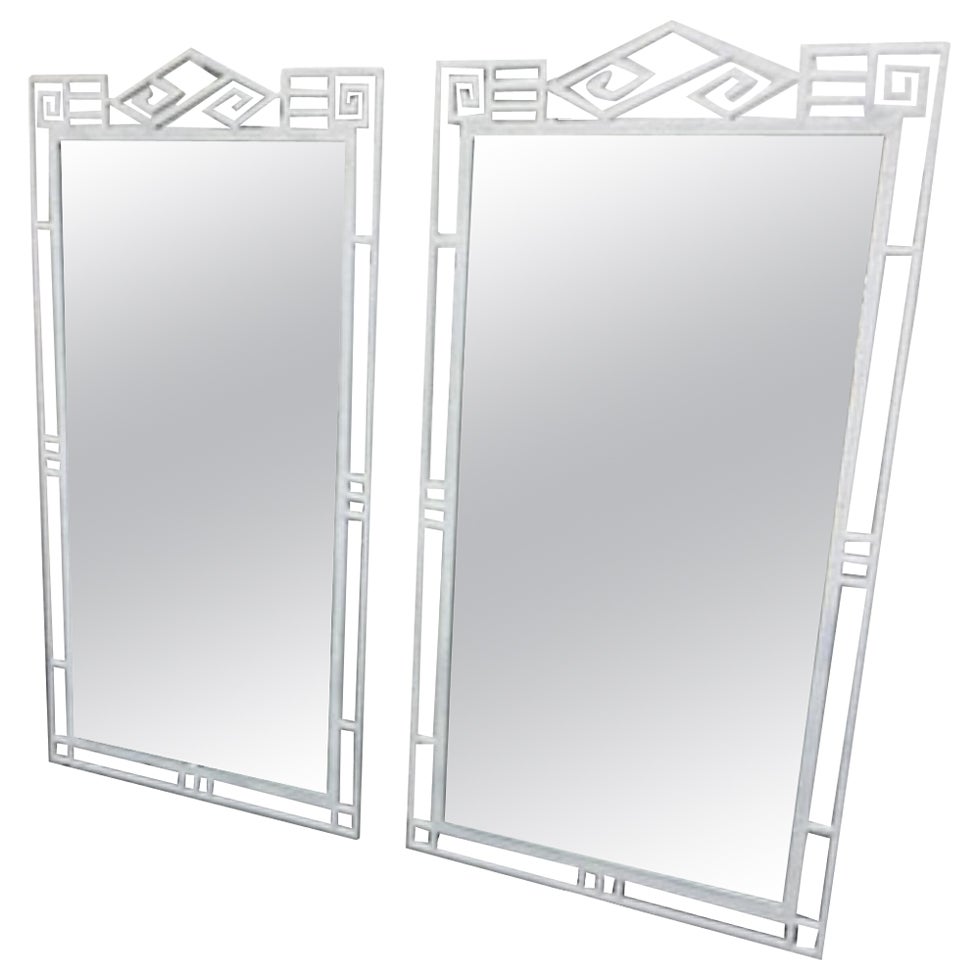 Pair of Large Decorative Wrought Iron Mirrors