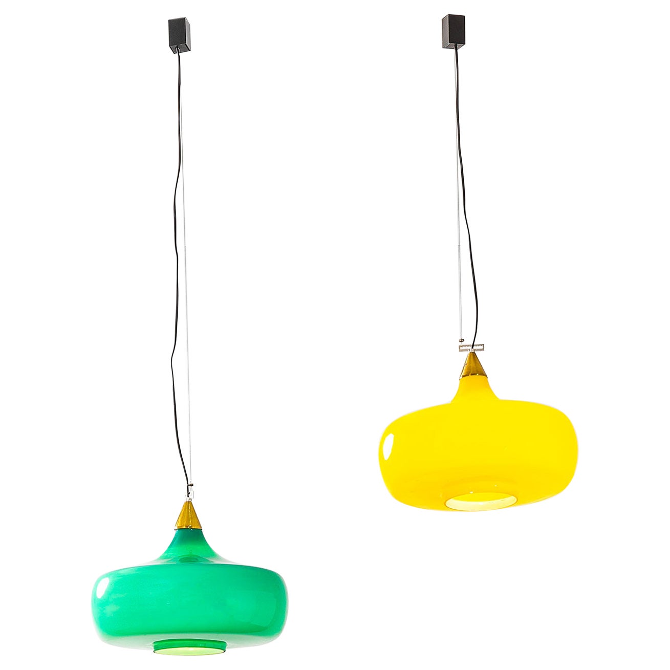 20th Century Alessandro Pianon Pair of Colored Chandeliers for Vistosi, 60s For Sale