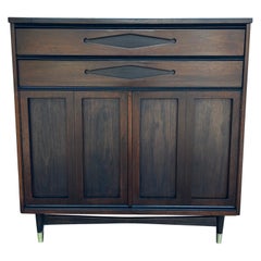 Retro Mid-Century Modern Cabinet Dresser in Black and Dark Wood