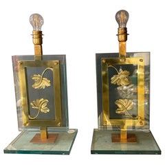 Vintage Pair of Italian Artistic Table Lamps in Brass