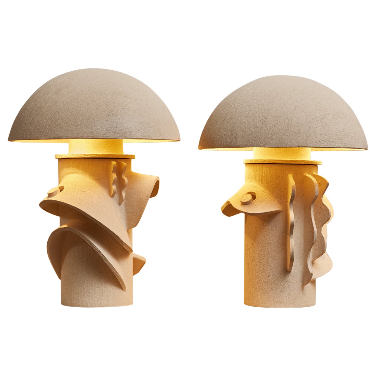 Pair of Ceramic Table Lamps with Shades by Olivia Cognet