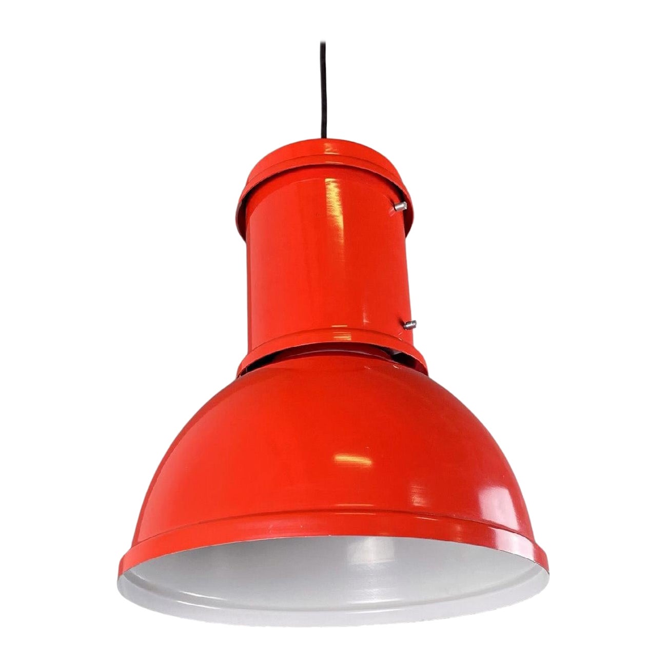 Italian mid-century modern red and white metal chandelier, 1960s