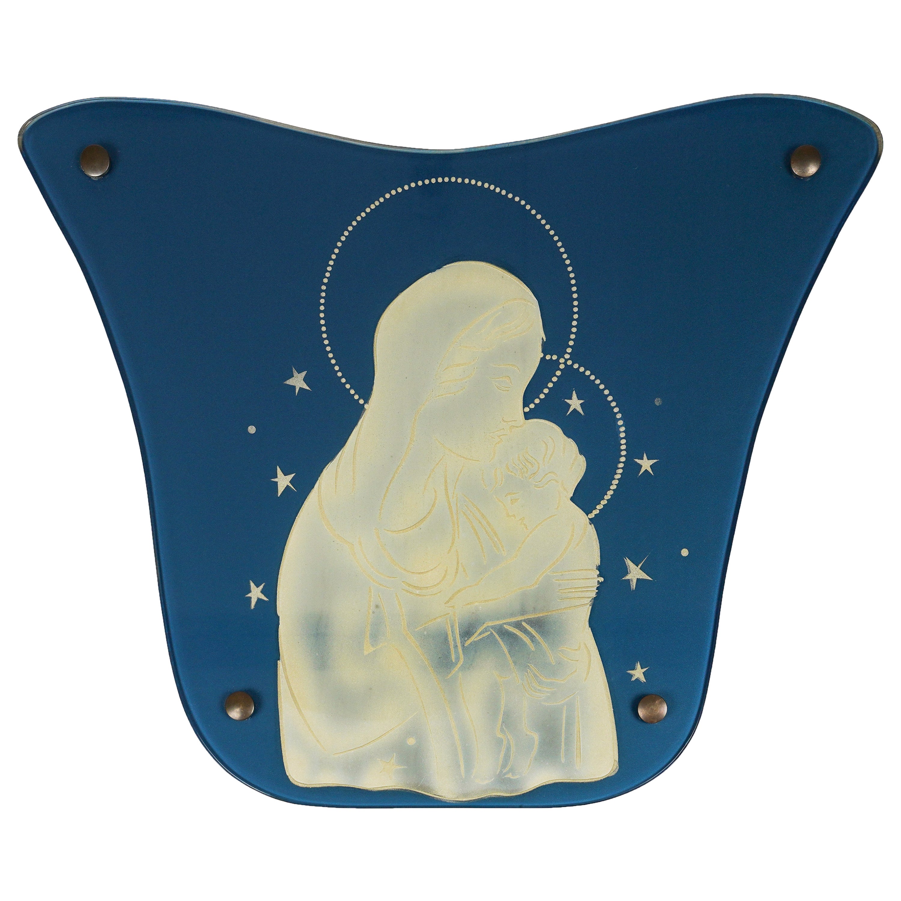 Icon Madonna & Child in Glass Luigi Brusotti for Fontana Arte, Italy 1940s For Sale