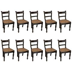 Set of Ten Ceylonese Ebony Dining Chairs