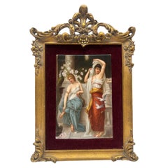 Vintage Italian Grand Tour Allegorical Porcelain Plaque of Two Graces - Circa 1900