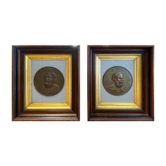 Antique Pair, Grand Tour Style Italian Bronzed Plaques Aldrovandi & Homer