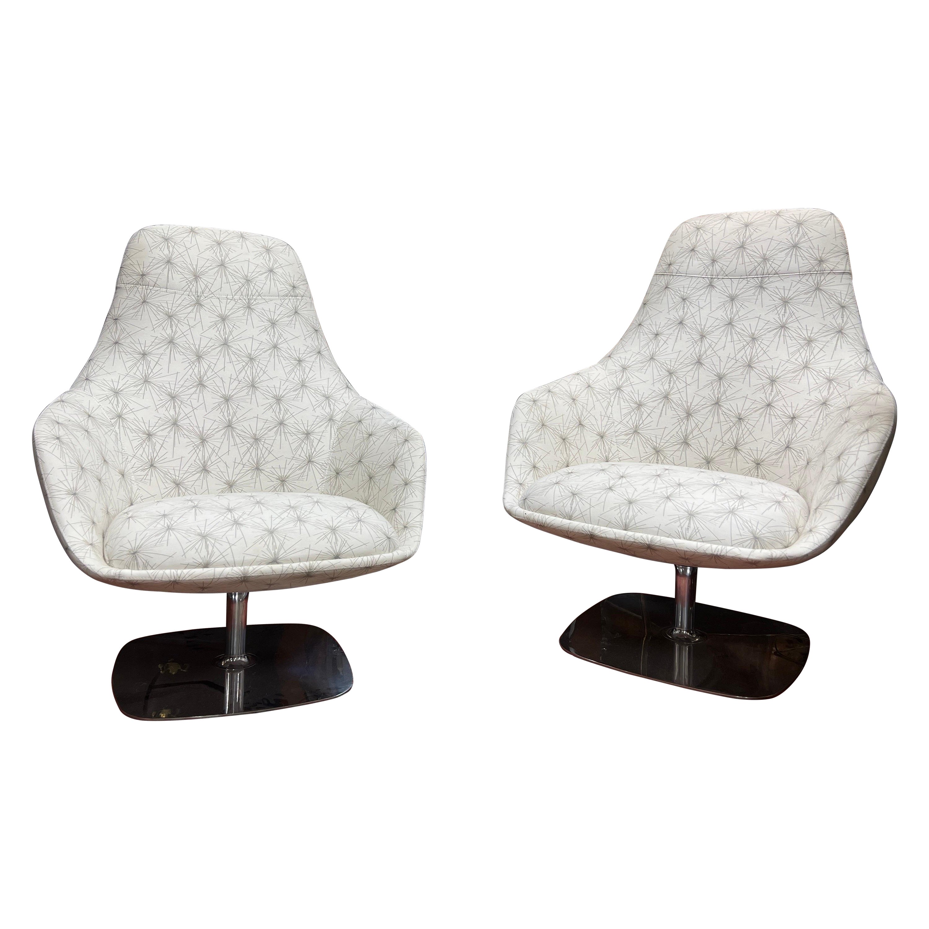 Pair, Mid Century Modern Style Swivel Egg Chair Manner of Bramin For Sale