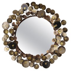 Vintage Brass and Copper Raindrop Mirror by Curtis Jere - Signed
