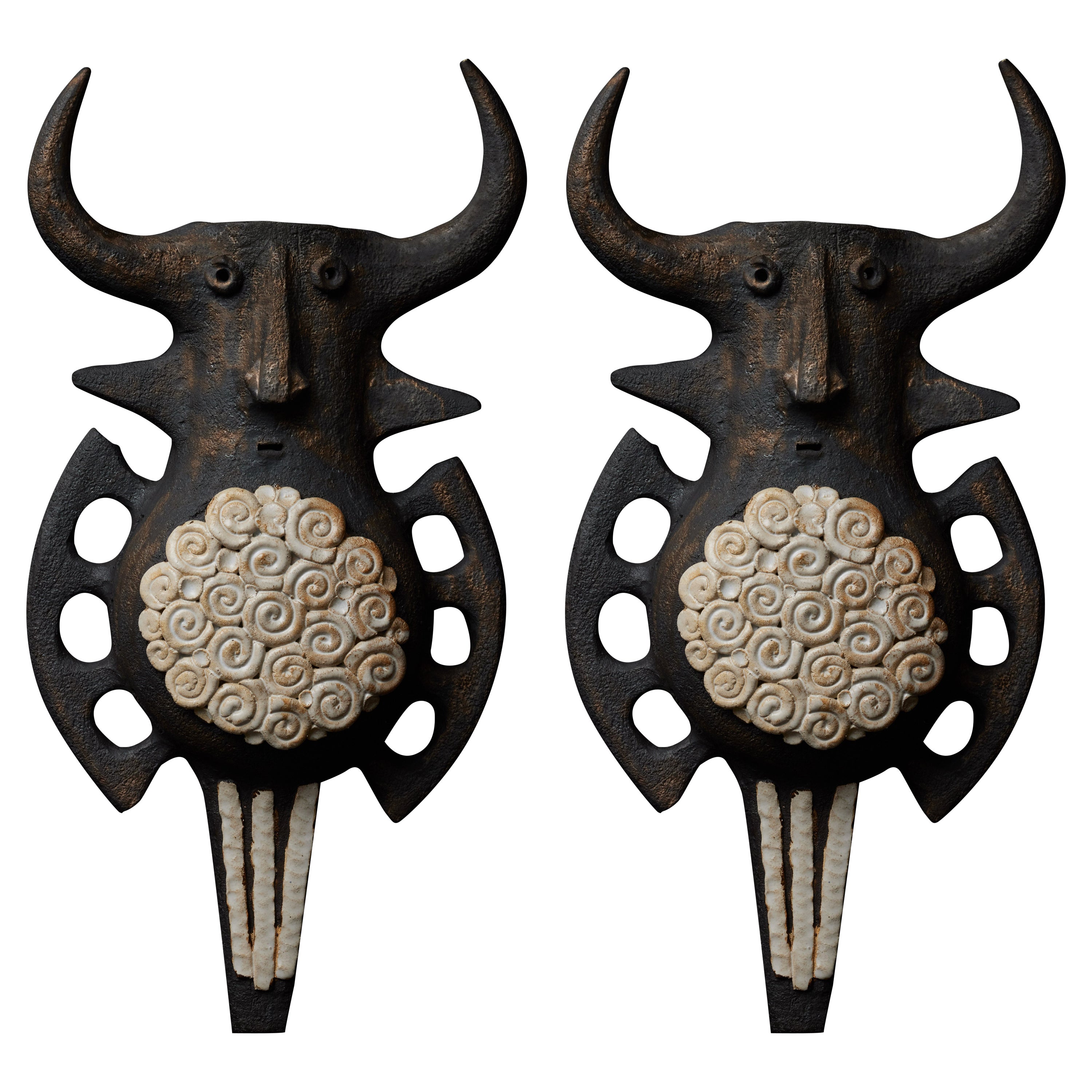 Pair of Toro Ceramic Wall Sconces by Dominique Pouchain