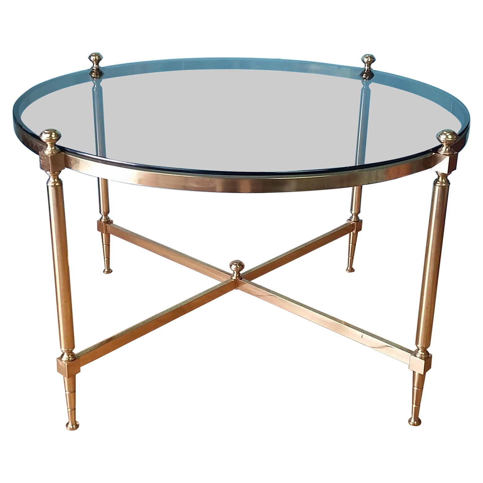 English mid century brass coffee table For Sale