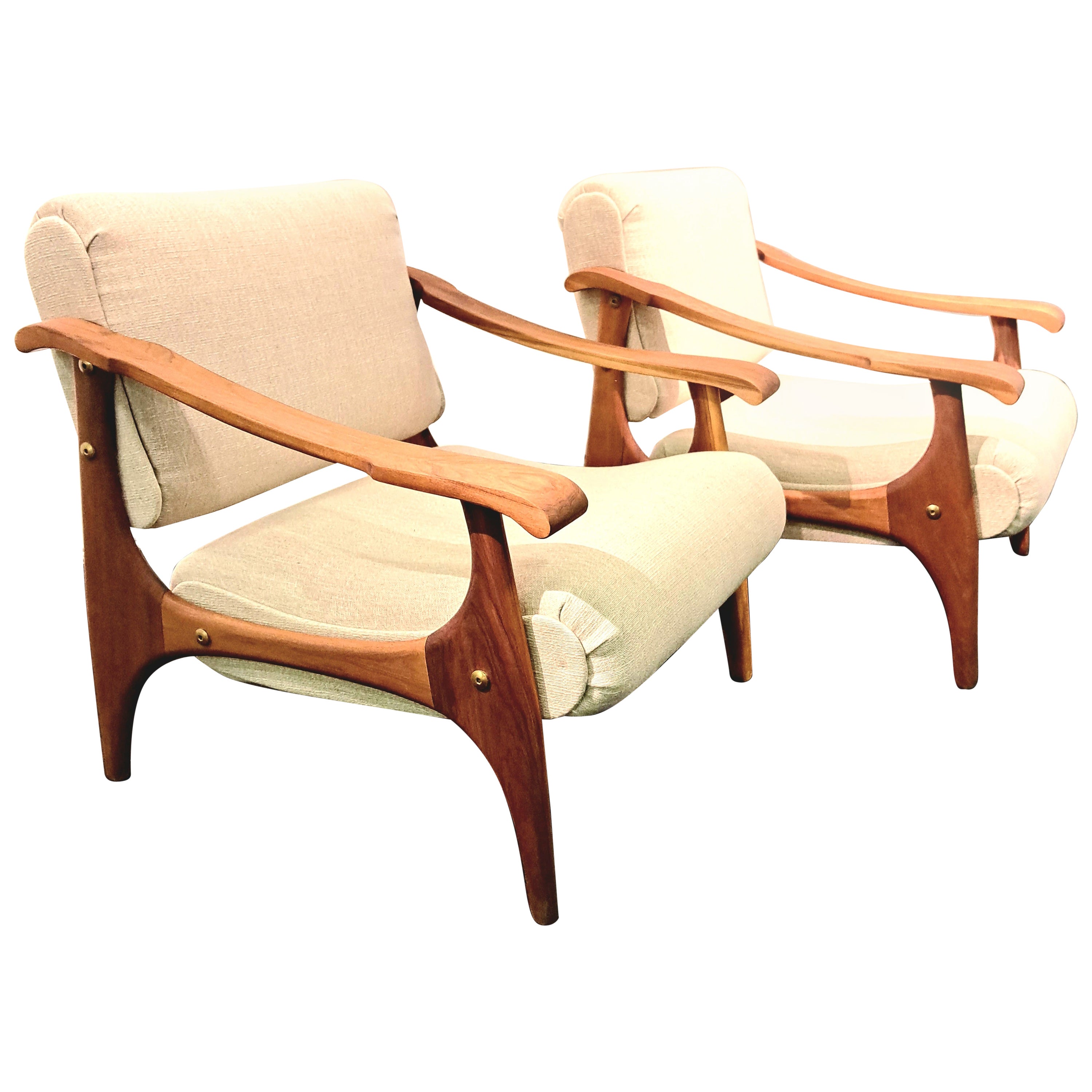 A Pair of Vintage Mid-Century Design lounge chairs, Italy 1970s For Sale