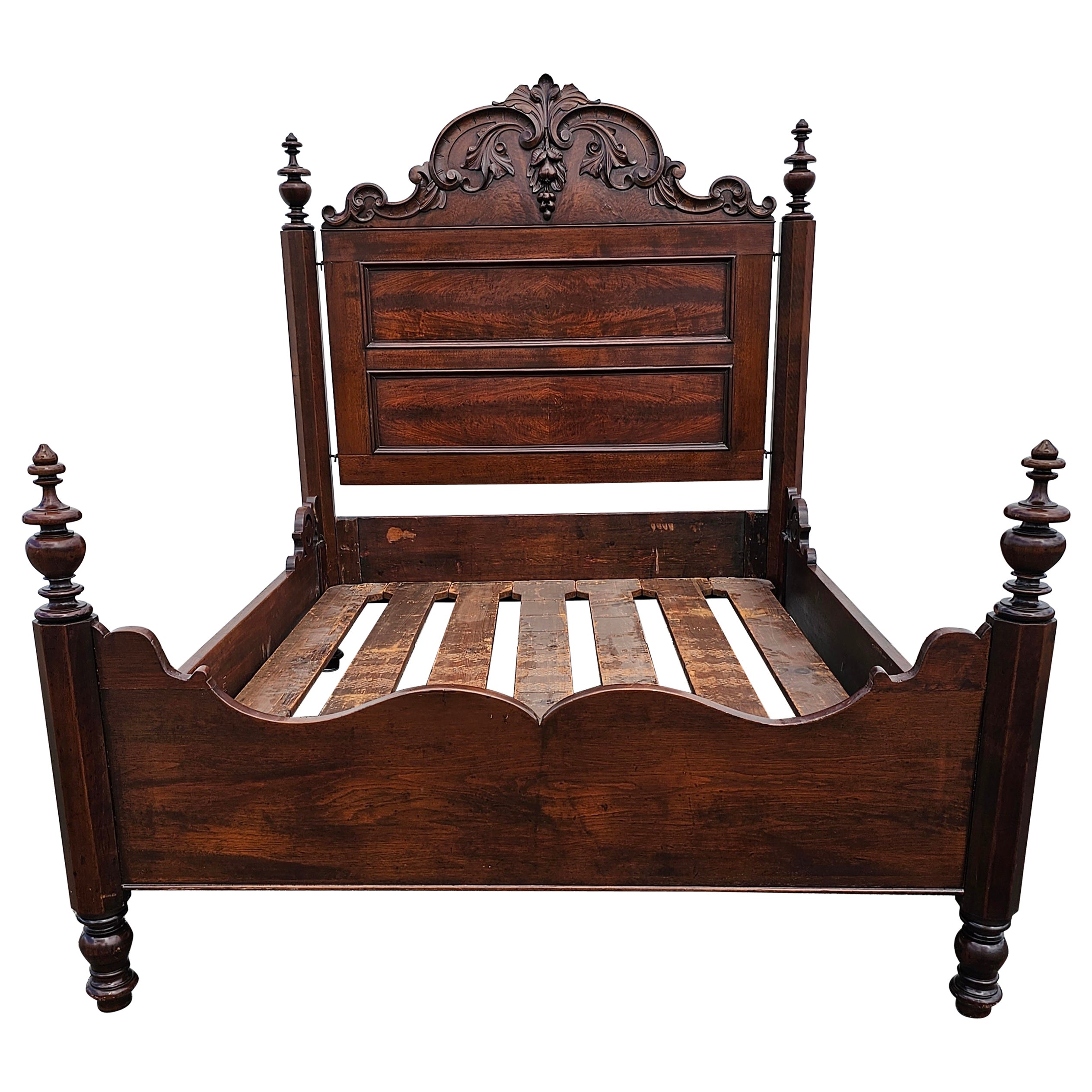 19th Century Mallard American Rococo Walnut Queen With William and Mary Accents For Sale