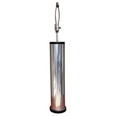 Lampe de table cylindrique chromée des années 1970, style George Kovacs