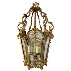 Ancienne lanterne rococo française de style Louis XV en bronze doré 