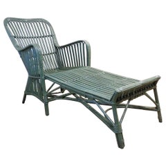 Vintage Stick Wicker Chaise Lounge Heywood-Wakefield Attributed Circa 1930