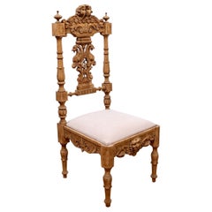 Antique Entrance Chair - Solid Walnut - Au Putti Decor - Neo-renaissance - Period: XIXth