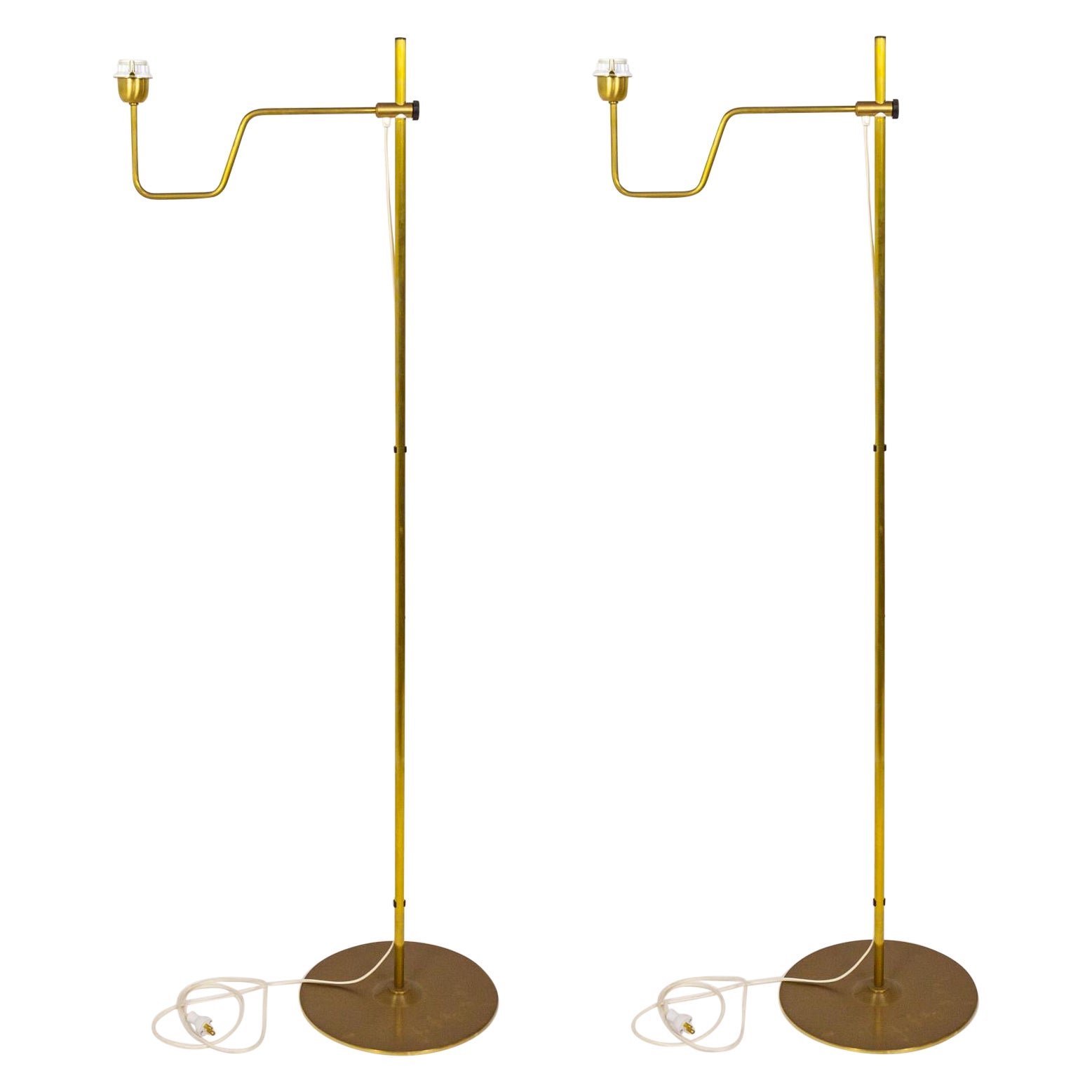 Hans-Agne Jakobsson Adjustable Brass Floor Lamps - Pair For Sale