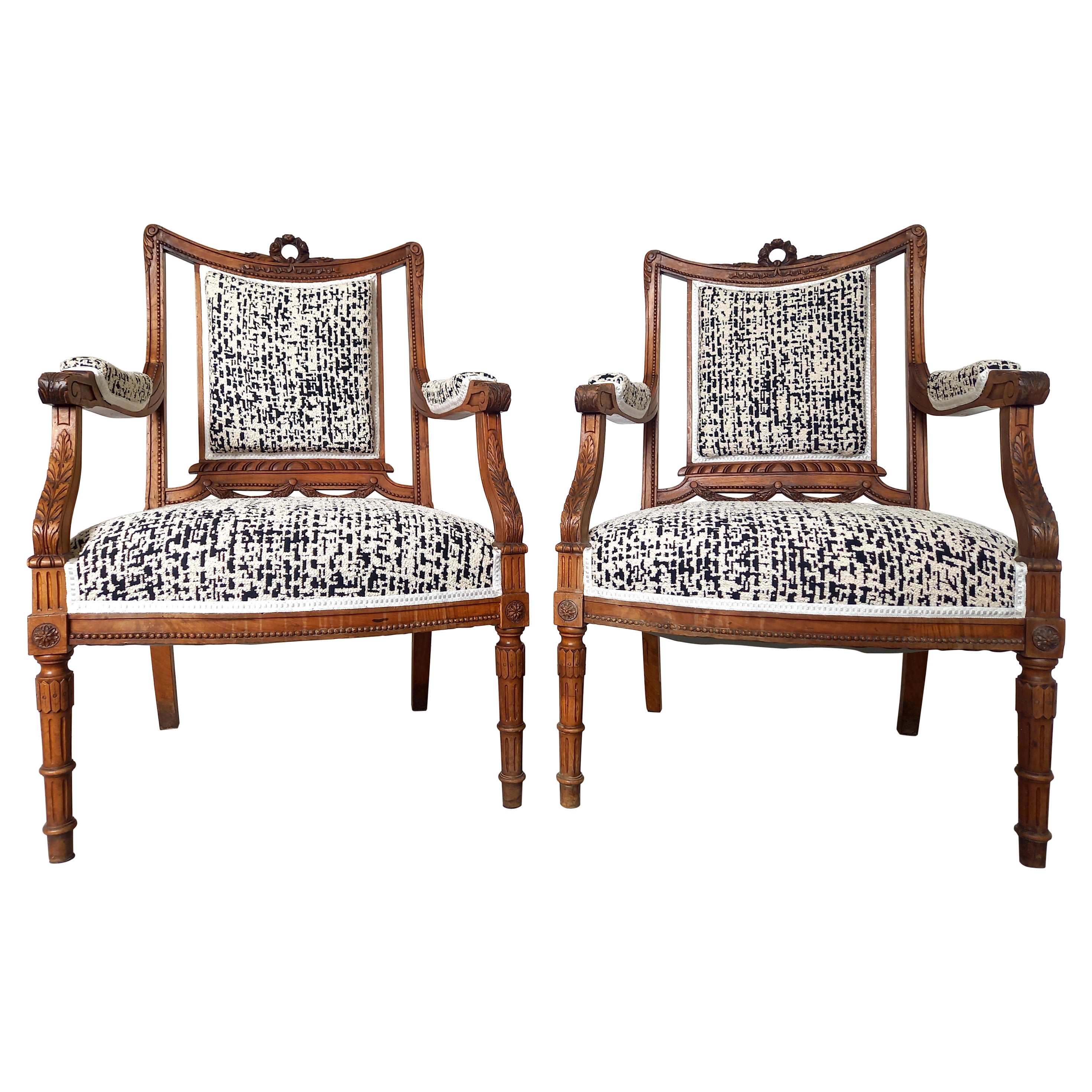 Antique French Louis XVI Pair Of Armchair, 18th Century