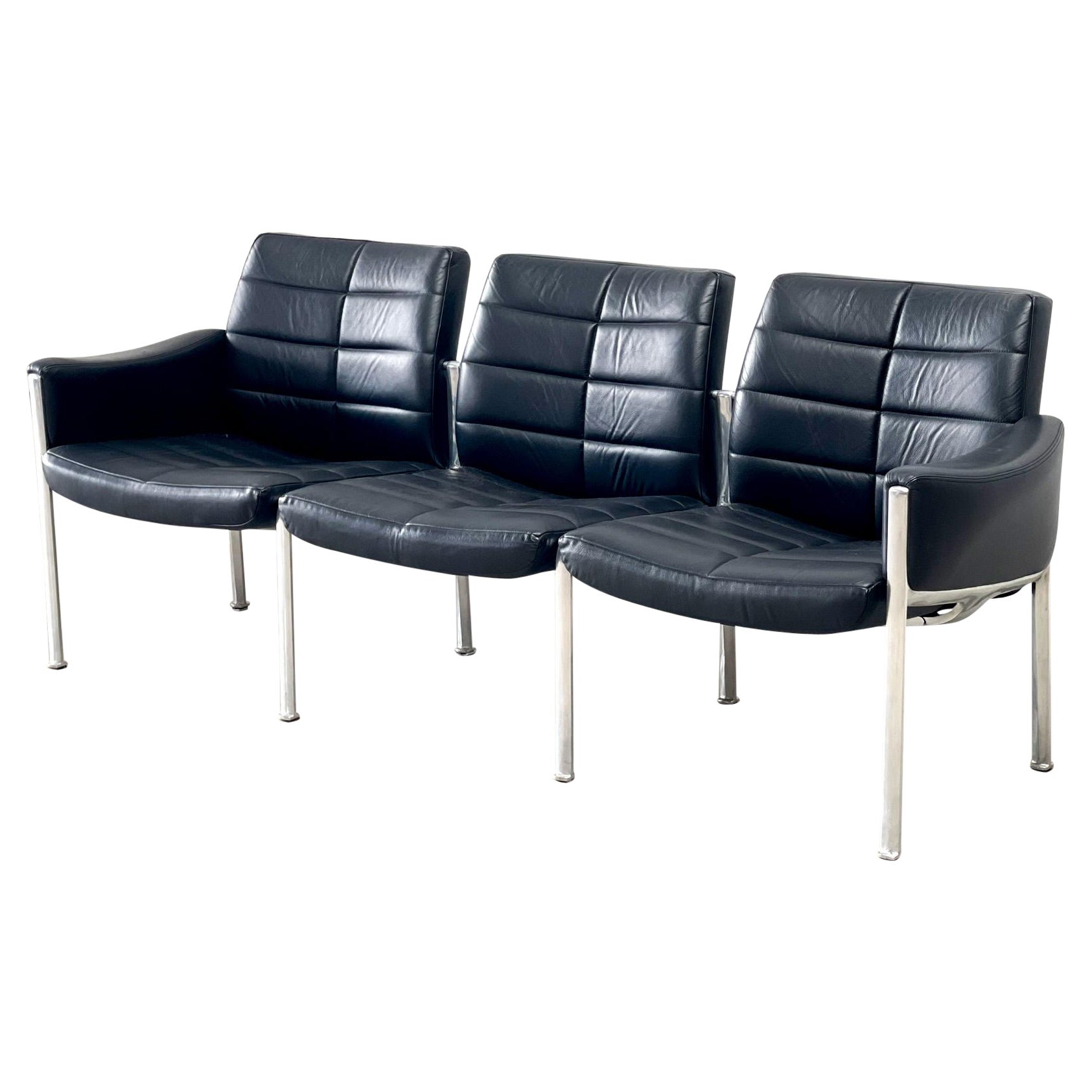 Miller Borgsen leather and steel sofa