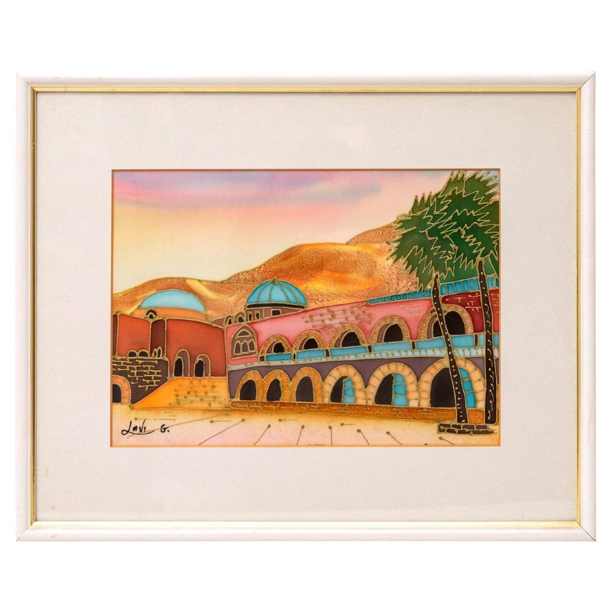 Orientalist Painting Lavi Group Israel - Desert Oasis - Period: 20th Century For Sale