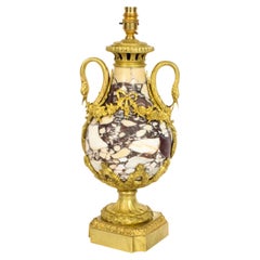 Antique French Louis XVI Revival Ormolu Mounted Marble Table Lamp 1860s