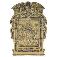 Antique Gilt bronze pax board, Pietà. 16th-17th centuries, after Michelangelo Buonarroti