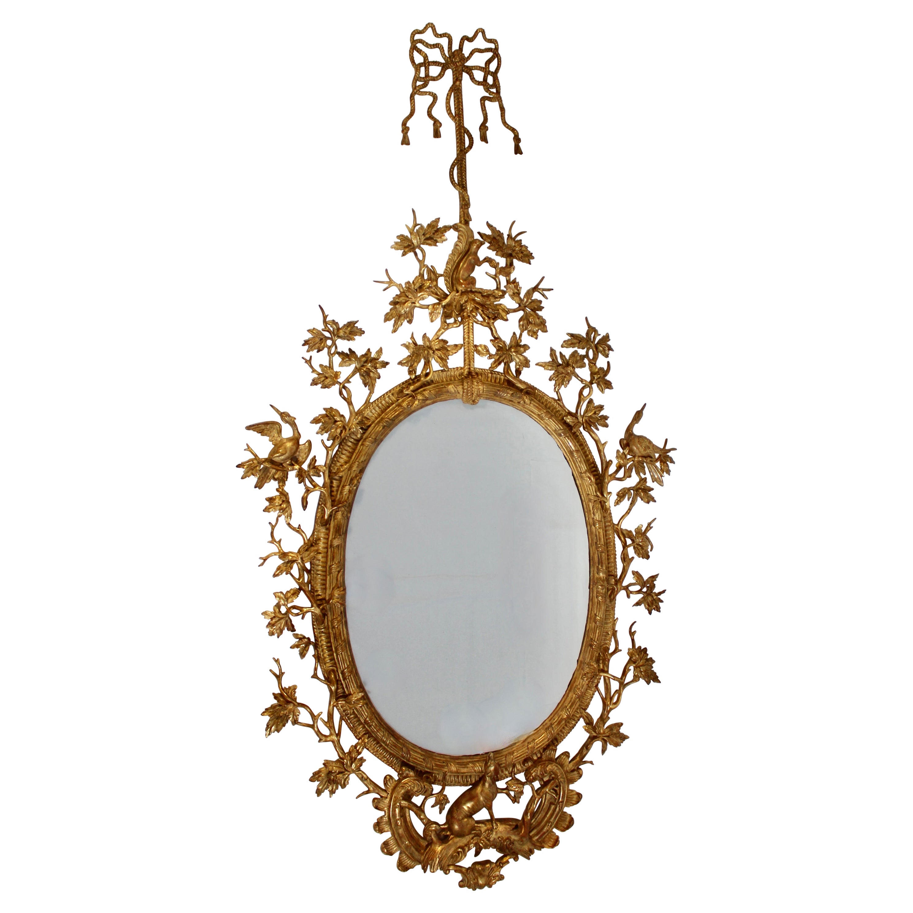 Antique Authentic Gilt Carved Wood Wall Mirror Style Thomas Johnson circa 1830 For Sale