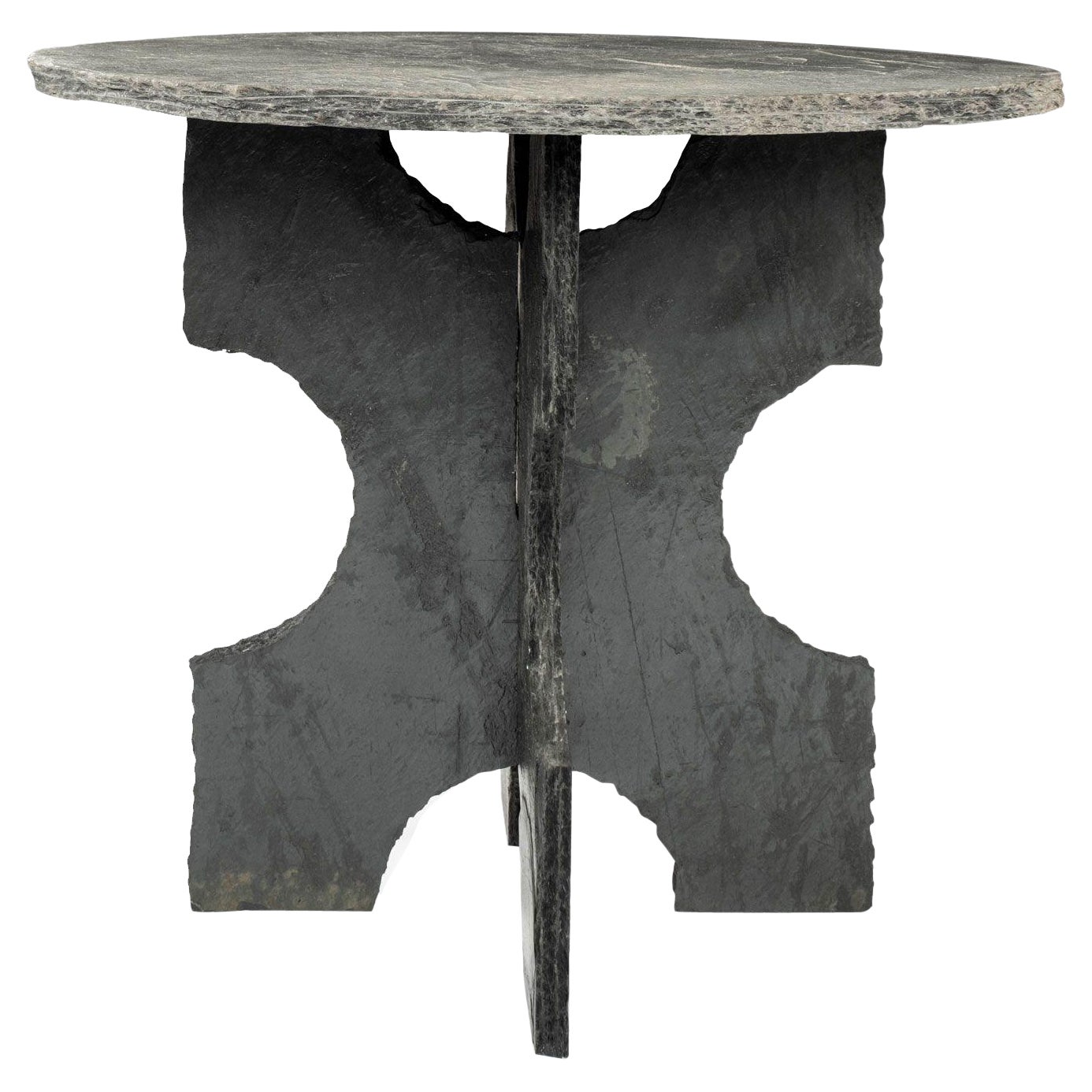 Large Round Riven Slate Table
