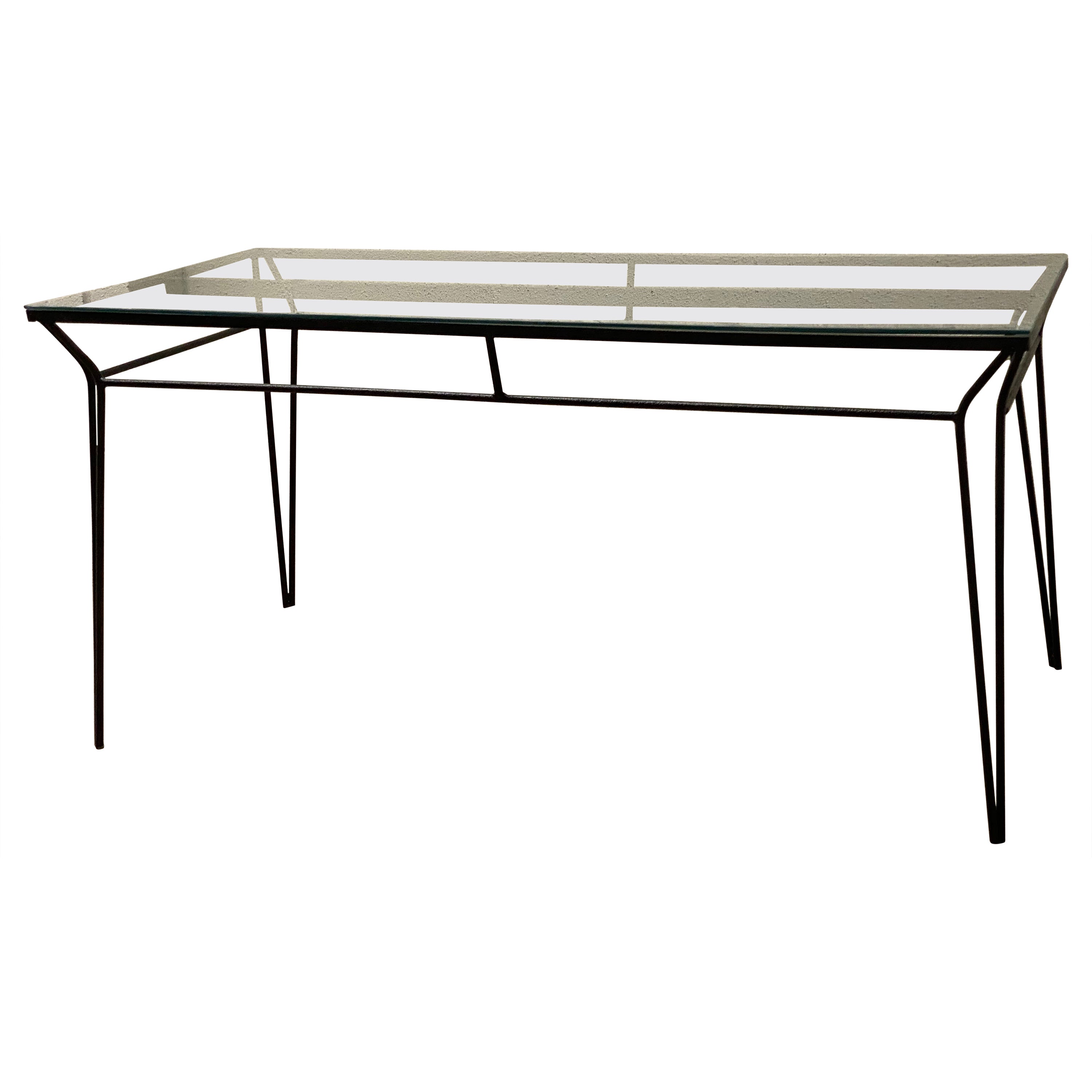 1950s Iron and Glass Dining Table For Sale