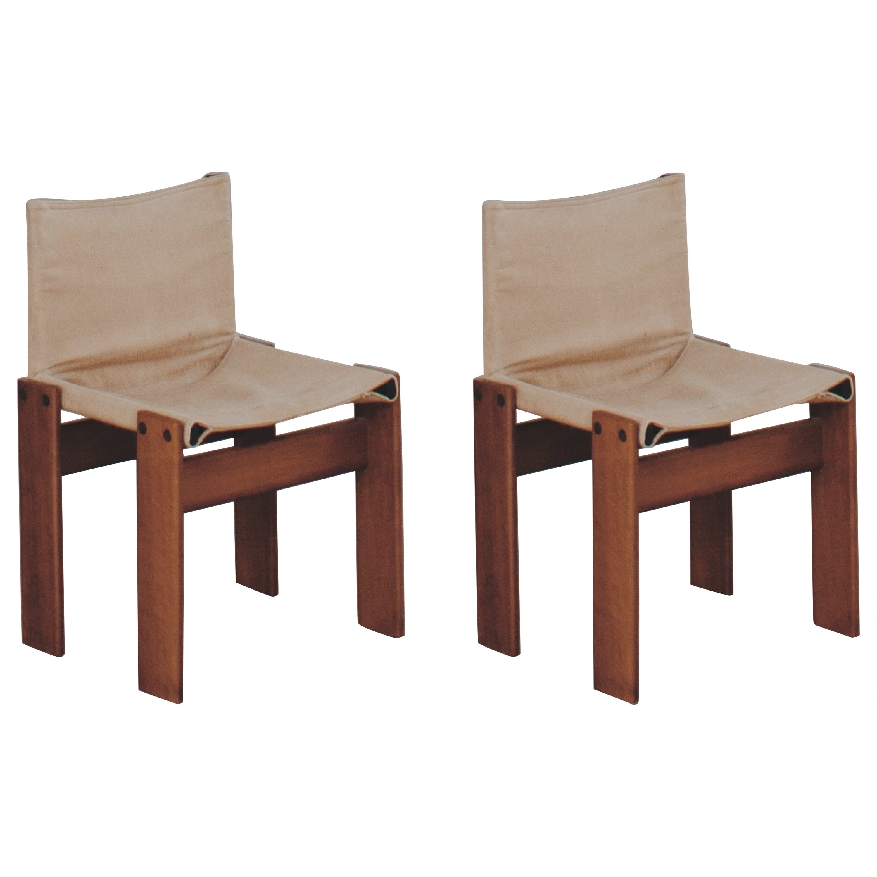 Afra & Tobia Scarpa "Monk" Dining Chairs for Molteni, 1974, Set of 2 For Sale