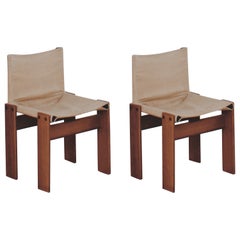 Retro Afra & Tobia Scarpa "Monk" Dining Chairs for Molteni, 1974, Set of 2