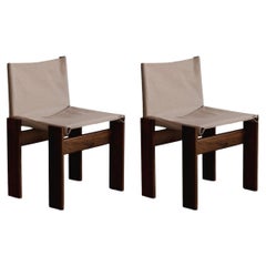 Afra & Tobia Scarpa "Monk" Chairs for Molteni, Ivory Canvas, 1974, Set of 2