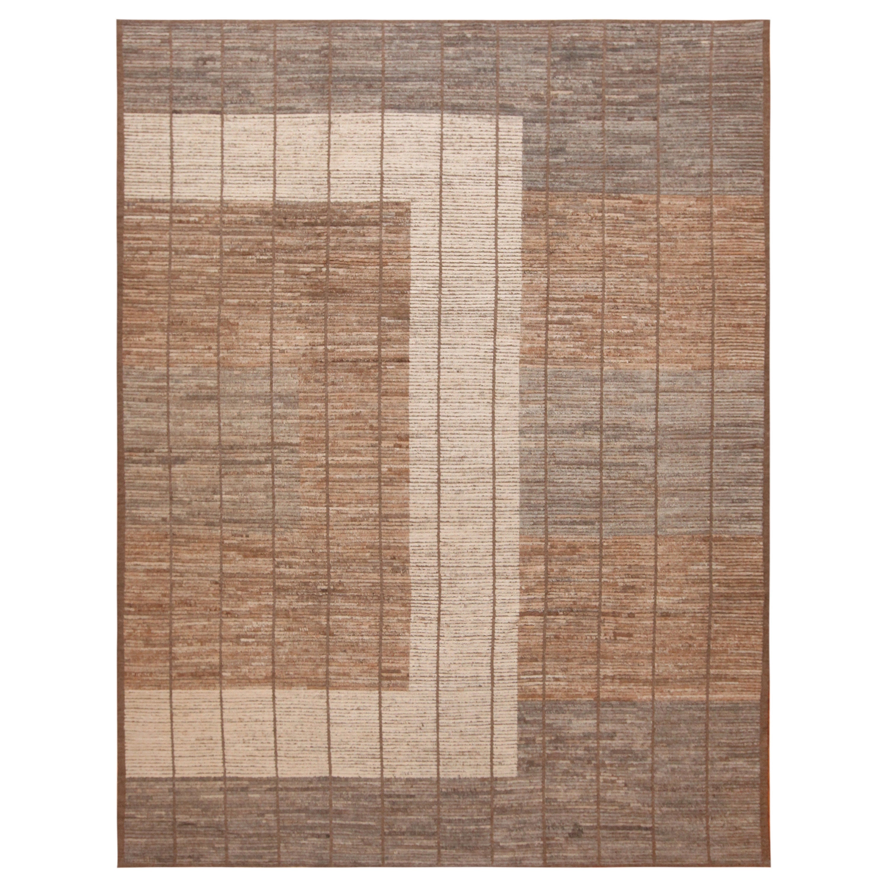 Nazmiyal Collection Earthy Tones Modern Decorative Rug. 9 ft 3 in x 12 ft For Sale