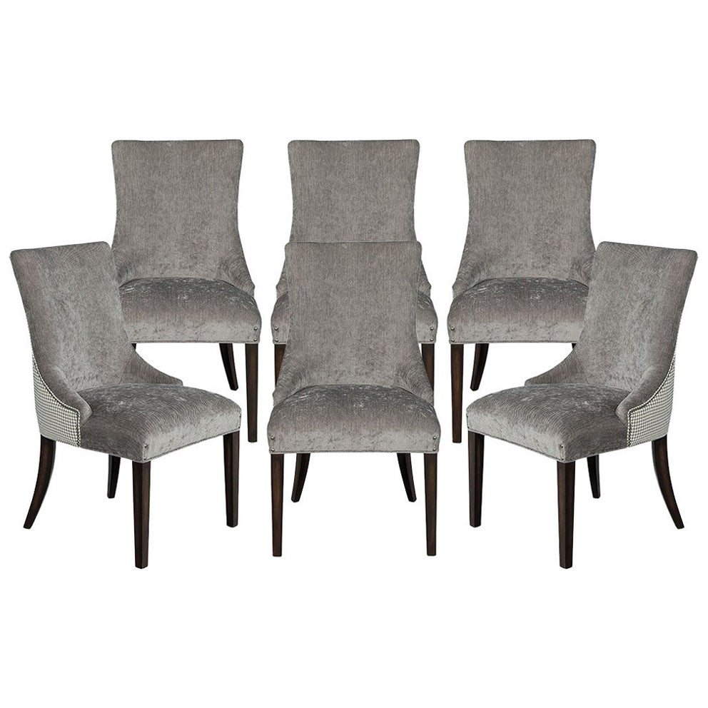 Set of 6 Modern Grey Dining Chairs For Sale