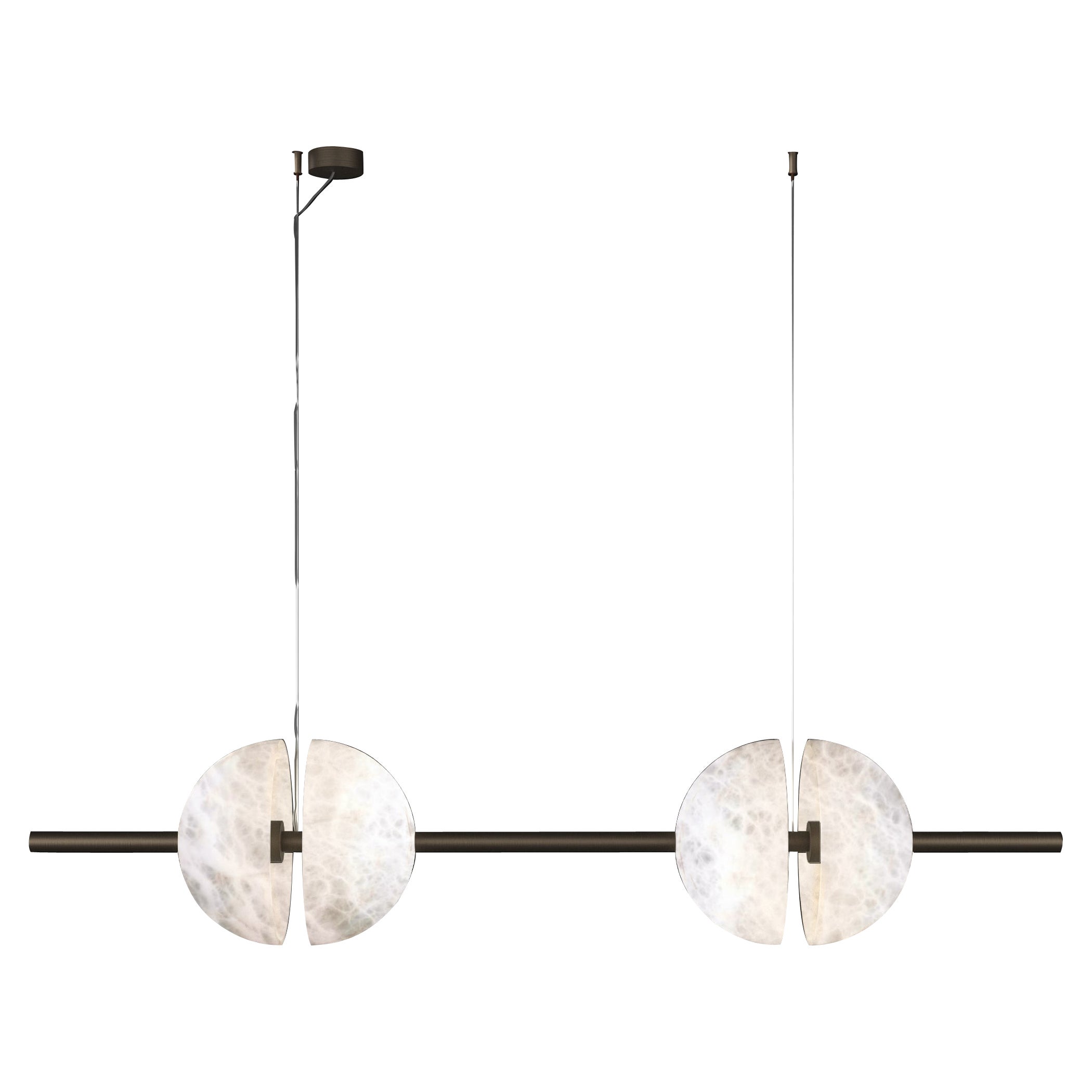 Ermes Burnished Metal And Alabaster Pendant Light 1 by Alabastro Italiano For Sale
