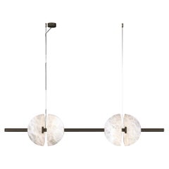 Ermes Burnished Metal And Alabaster Pendant Light 1 by Alabastro Italiano