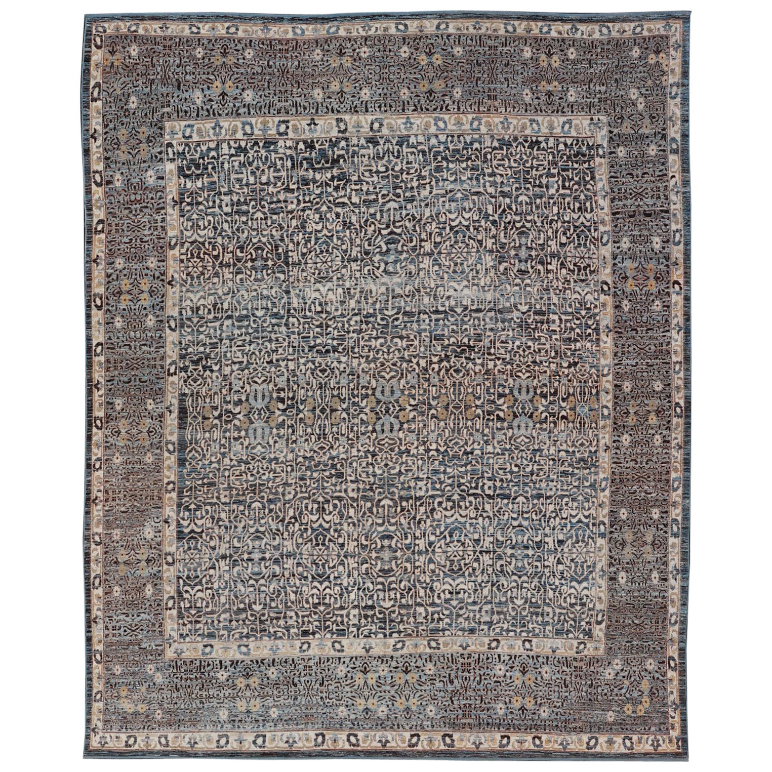 Grand tapis moderne au motif complexe inspiré des dessins Seljuk du 13e siècle