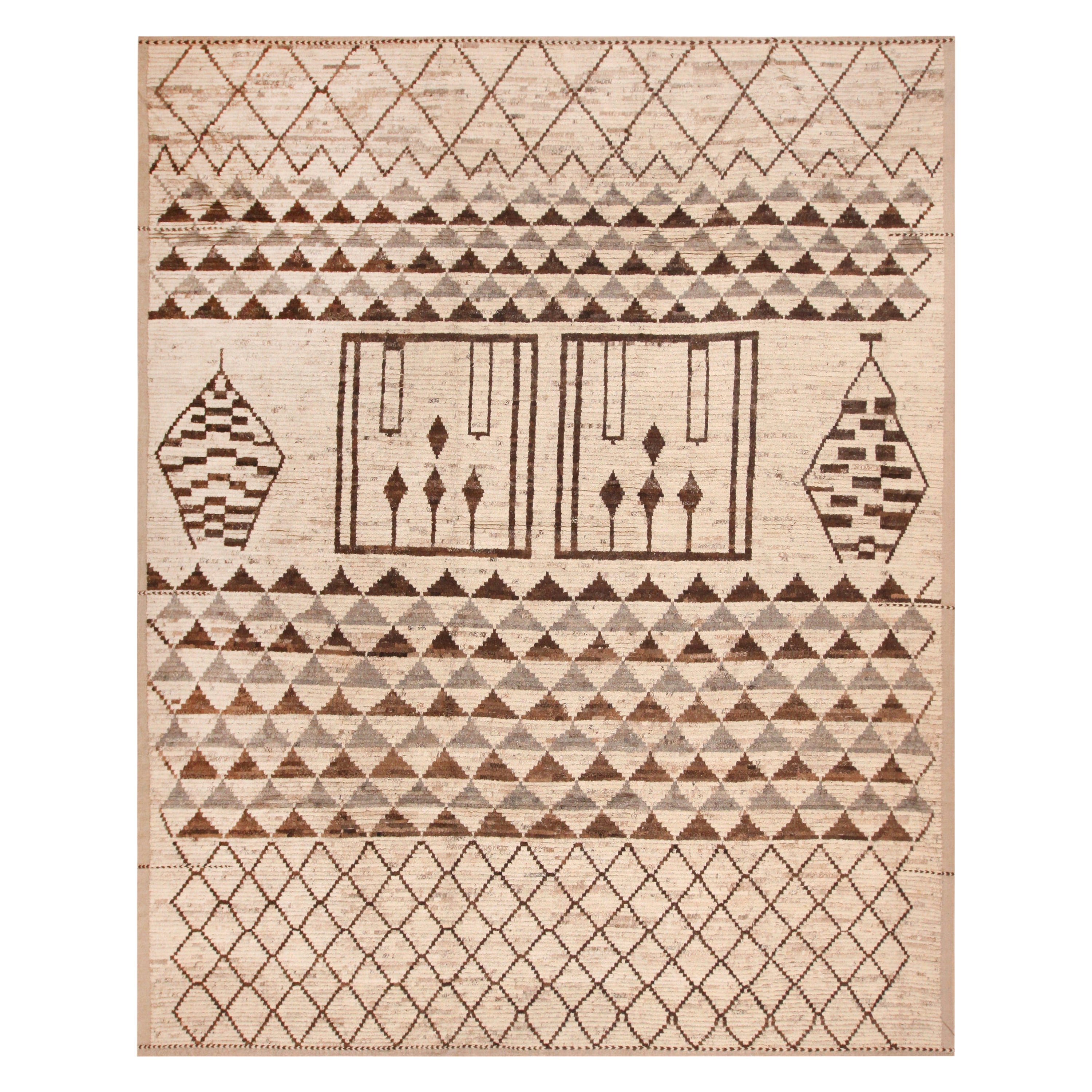 Nazmiyal Collection Tribal Berber Design Modern Rug. 12 ft 4 in x 15 ft 3 in For Sale