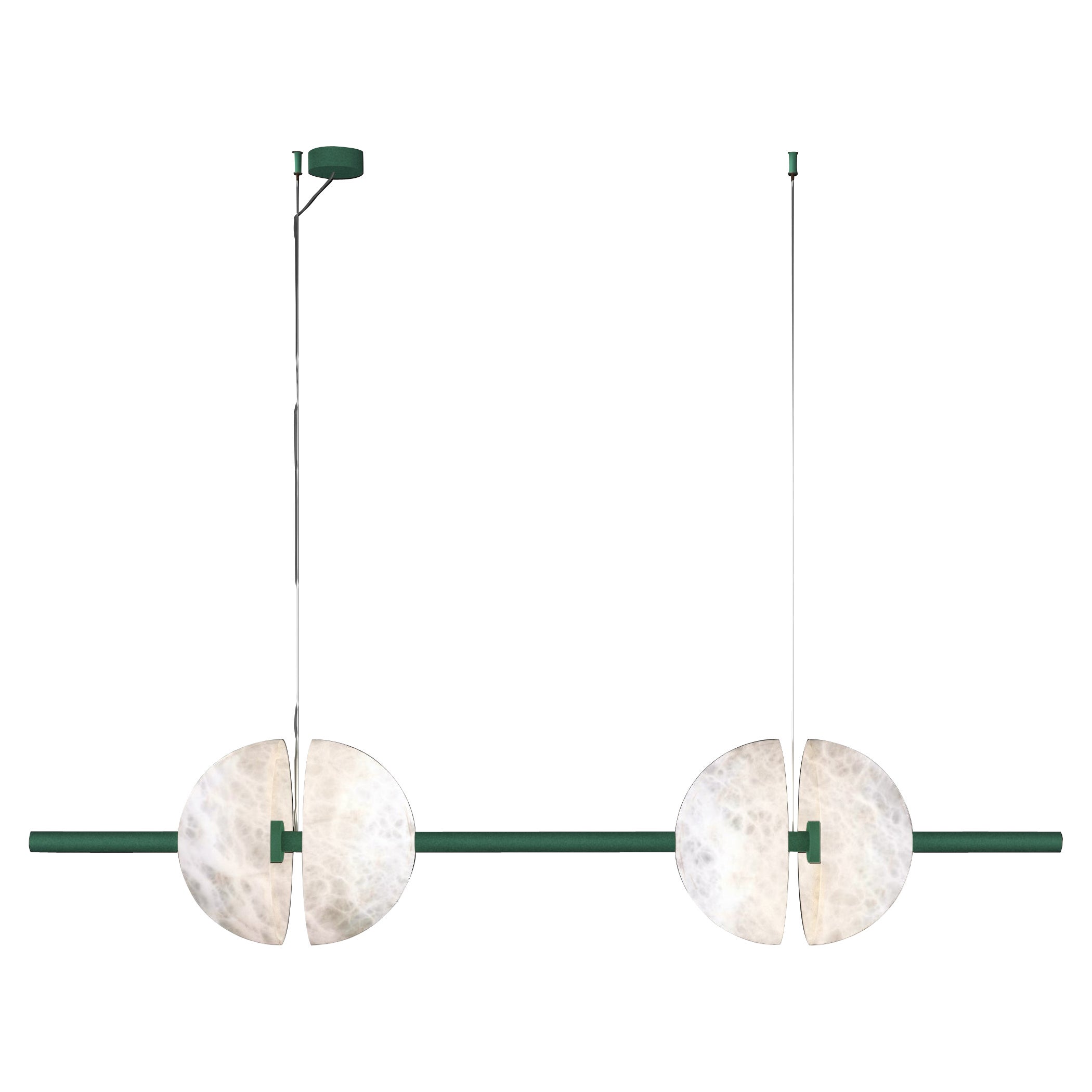 Ermes Freedom Green Metal And Alabaster Pendant Light 1 by Alabastro Italiano For Sale