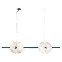 Lampe à suspension Freedom 1 d'Ermes en métal vert et albâtre par Alabastro Italiano