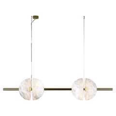 Ermes Shiny Gold Metal And Alabaster Pendant Light 1 by Alabastro Italiano