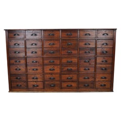 Large Antique French Pine Apothecary Cabinet, Early 20th Century