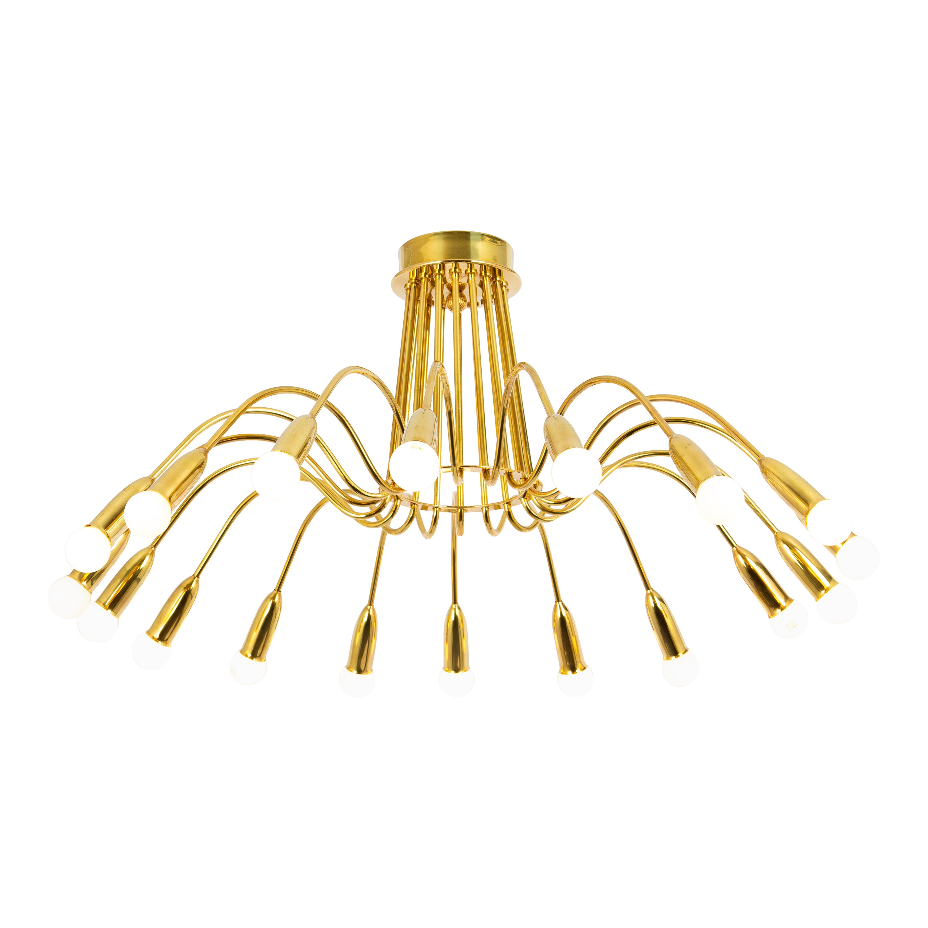 Stunning Huge Chandelier, Brass in style of Kaiser, Germany, 1960s For Sale
