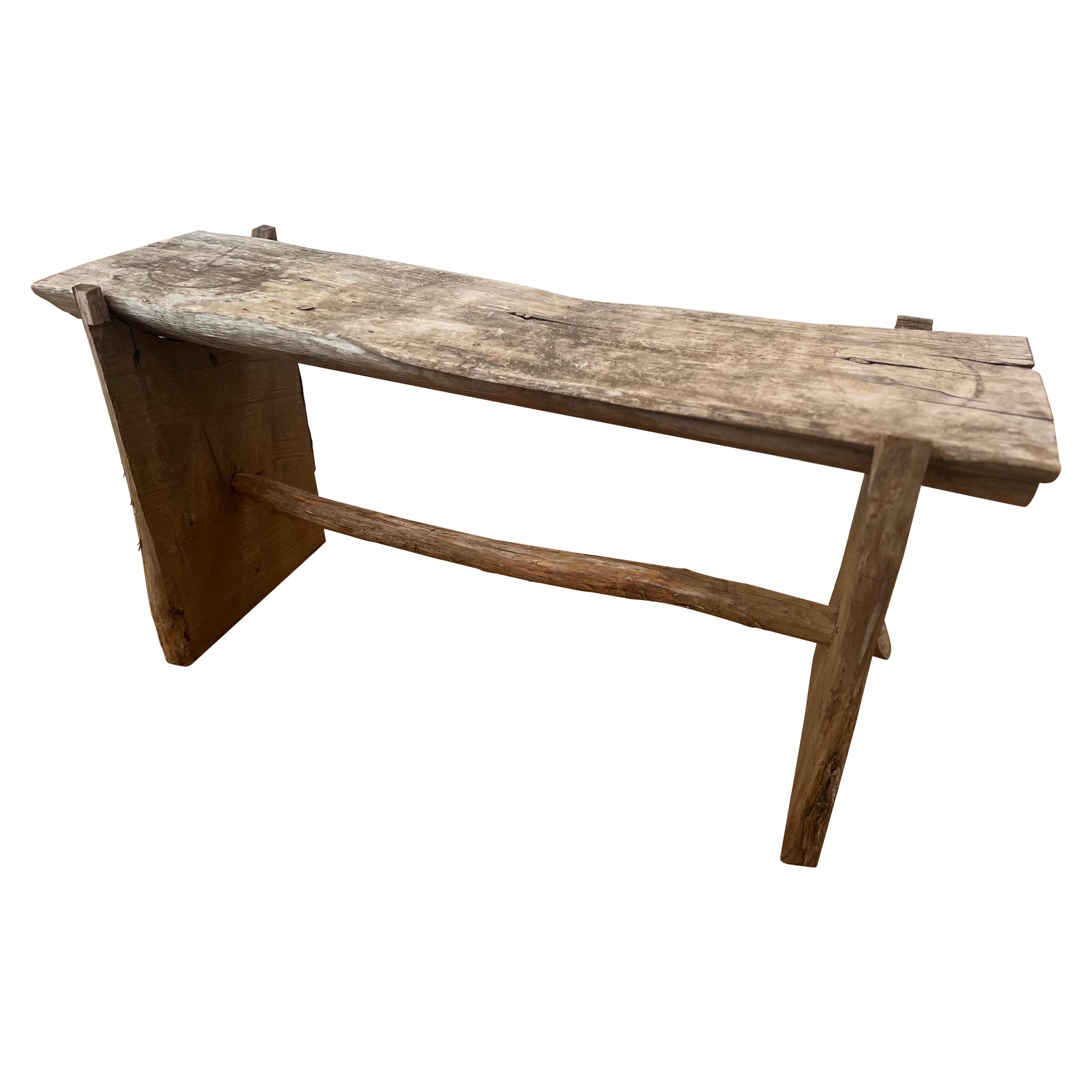 Banc primitif américain en bois sculpté à la main 